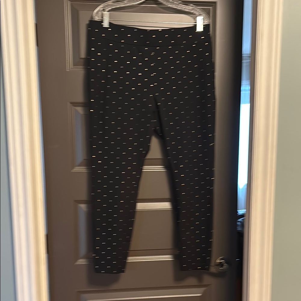 Black Leggings with Gold Polka Dots